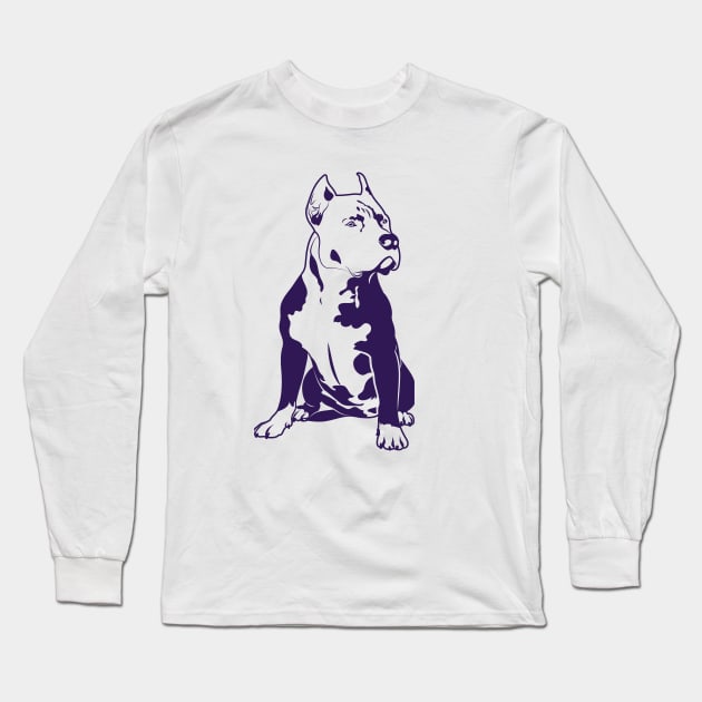 Purple Pitbull Lover Long Sleeve T-Shirt by ArtByGrammy